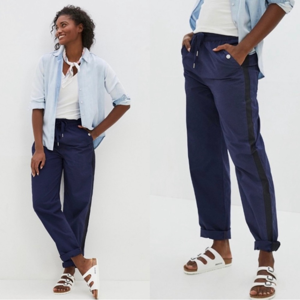 ANTHROPOLOGIE TENLEY TWILL TRACK PANTS PULL ON JOGGERS DARK NAVY SIZE XS